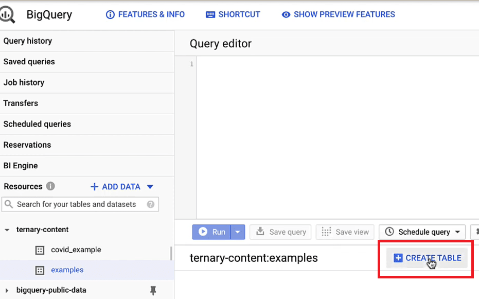 Criteo to BigQuery - Create Table option